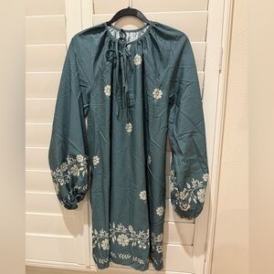Green Floral Embroidered Like Dress